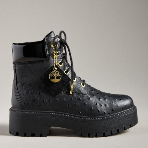 NEW TIMBERLAND Leather Waterproof Lace Up Boots Jet Black for women 864tn - Picture 6 of 10